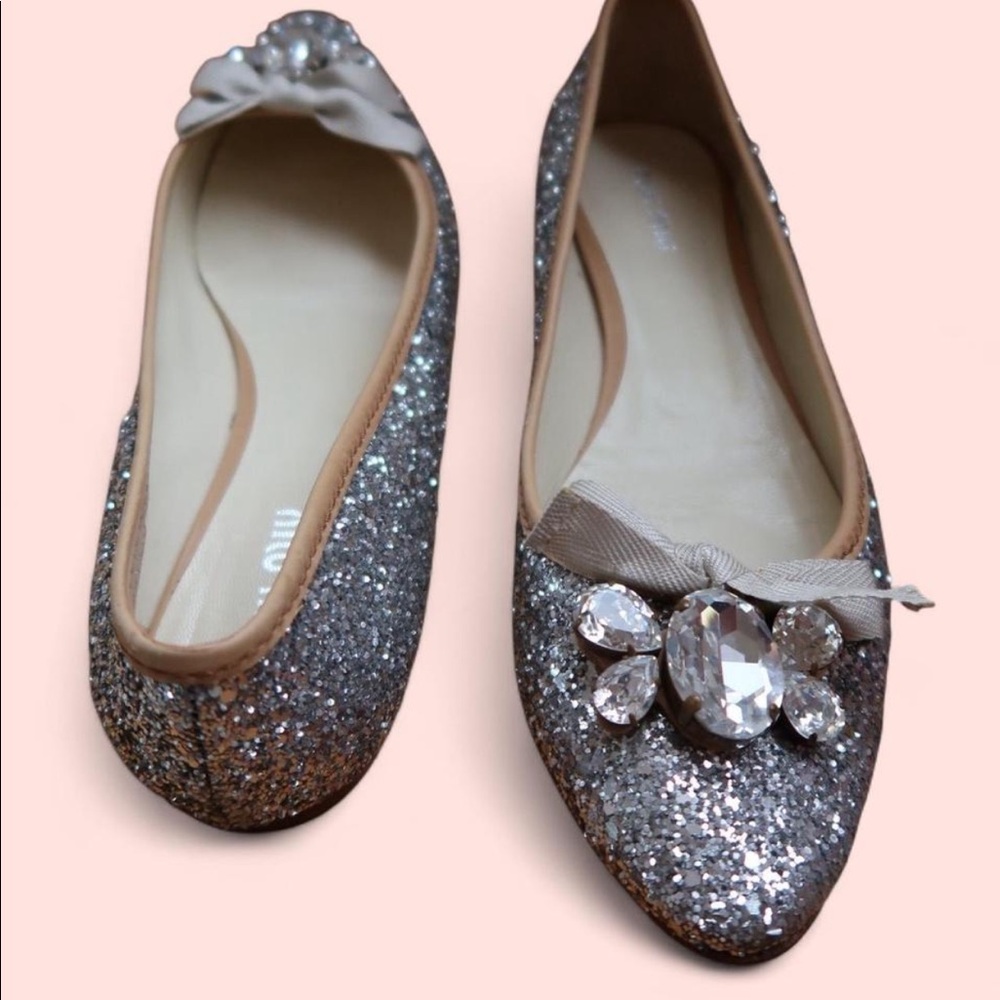 Vintage miu miu sparkle and gem ballerina flats.